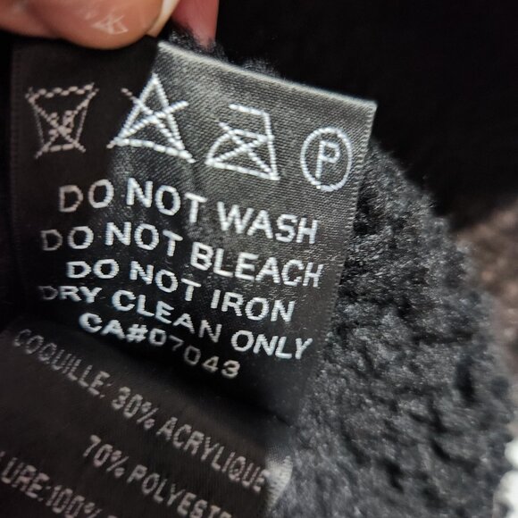 American Stitch Sweater Jacket Large Sherpa Lined Full Zip Black and White Knit - Picture 10 of 11